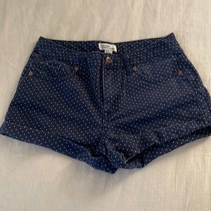 Polka dot denim shorts